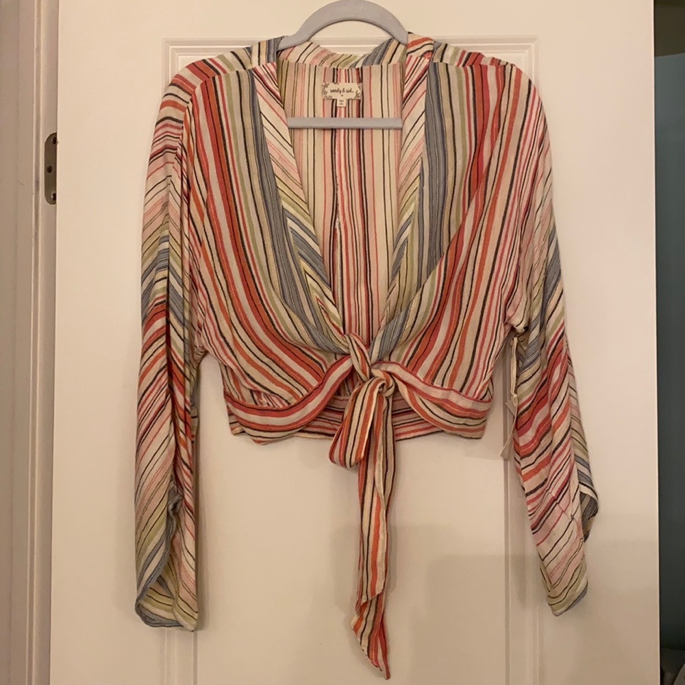 Stripped crop top with front tie